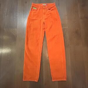 Empyre Orange Baggy Corduroy Pants Women's Size 0 100% Cotton